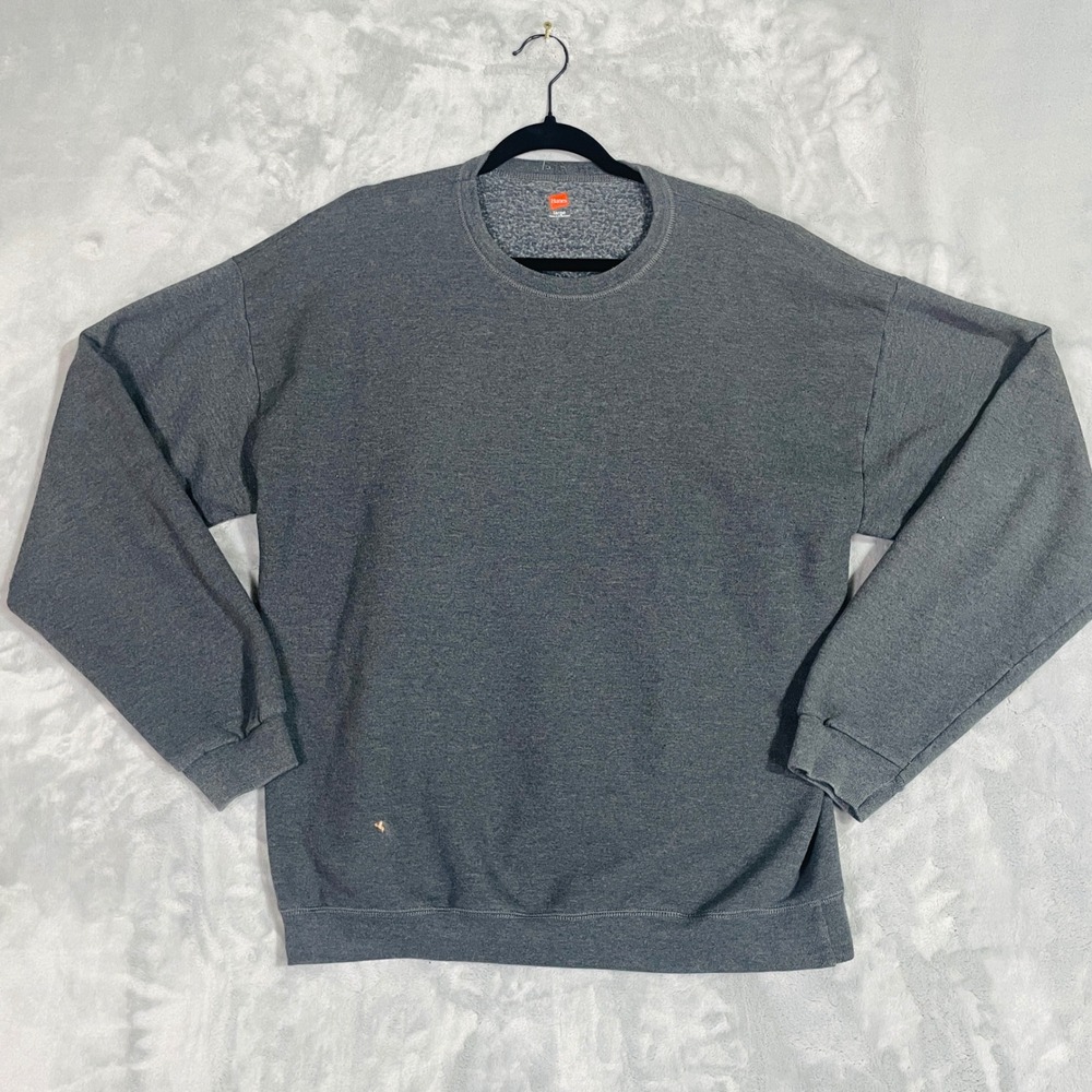 Hanes Sweatshirt Mens Large Gray Good Crewneck Fleece Pullover Long Sleeve